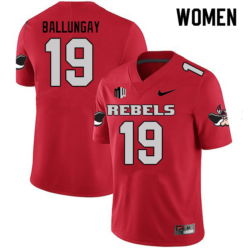 Women #19 Kaleo Ballungay UNLV Rebels College Football Jerseys Sale-Scarlet - Click Image to Close